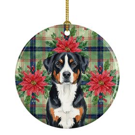 Greater Swiss Mountain Dog Christmas PoinsettIas Ceramic Ornament Christmas Tree Hanging Decorations for Home Christmas Holiday, Party, Gift, 3 i