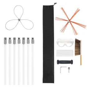 Chimney Sweep Kit, 23 ft Maximum Extendable Length Chimney Brush, Chimney Cleaner Sweeper with Dual Brush Heads, Brush & Goggles