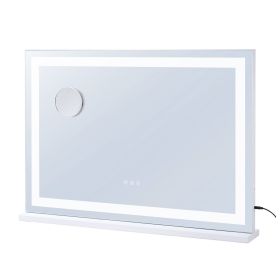 Large Vanity Mirror with Lights, Three Color Lighting Modes, Lighted Makeup LED Mirror,5X Magnification,USB Port,Smart Touch Control