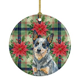 Blue Heeler Australian Cattle Dog Christmas PoinsettIas Ceramic Ornament Christmas Tree Hanging Decorations for Home Christmas Holiday, Party, Gi