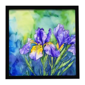 Tennessee Iris in Watercolor Framed Metal Print Bathroom, Kitchen, Office, Home Decor Wall Art Ready to Hang, Square, 8X8