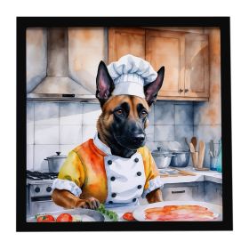 Belgian Malinois The Chef Framed Metal Print Bathroom, Kitchen, Office, Home Decor Wall Art Ready to Hang, Square, 8X8