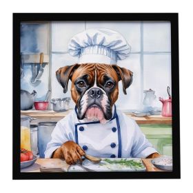 Boxer The Chef Framed Metal Print Bathroom, Kitchen, Office, Home Decor Wall Art Ready to Hang, Square, 8X8