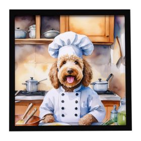 Labradoodle The Chef Framed Metal Print Bathroom, Kitchen, Office, Home Decor Wall Art Ready to Hang, Square, 8X8