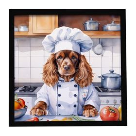 English Cocker Spaniel The Chef Framed Metal Print Bathroom, Kitchen, Office, Home Decor Wall Art Ready to Hang, Square, 8X8