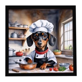 Dachshund The Chef Framed Metal Print Bathroom, Kitchen, Office, Home Decor Wall Art Ready to Hang, Square, 8X8