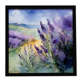 Lavender in Watercolor Framed Metal Print Bathroom, Kitchen, Office, Home Decor Wall Art Ready to Hang, Square, 8X8