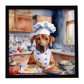 Rhodesian Ridgeback The Chef Framed Metal Print Bathroom, Kitchen, Office, Home Decor Wall Art Ready to Hang, Square, 8X8