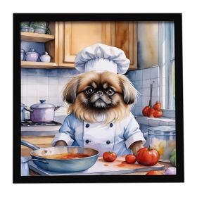 Pekingese The Chef Framed Metal Print Bathroom, Kitchen, Office, Home Decor Wall Art Ready to Hang, Square, 8X8