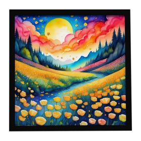 Colorful Buttercups Framed Metal Print Bathroom, Kitchen, Office, Home Decor Wall Art Ready to Hang, Square, 8X8