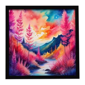 Colorful Astilbe Framed Metal Print Bathroom, Kitchen, Office, Home Decor Wall Art Ready to Hang, Square, 8X8