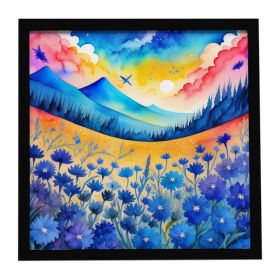 Colorful Blue Cornflowers Framed Metal Print Bathroom, Kitchen, Office, Home Decor Wall Art Ready to Hang, Square, 8X8