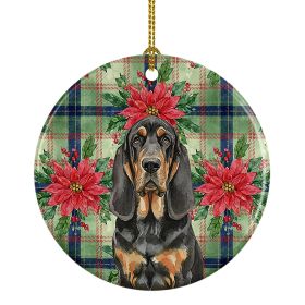 Black and Tan Bloodhound Christmas PoinsettIas Ceramic Ornament Christmas Tree Hanging Decorations for Home Christmas Holiday, Party, Gift, 3 in