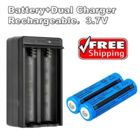 Battery 3000mAh 3.7V Rechargeable Li-ion Batteries For Torch Laser&Dual Charger (Option: 2Batteries1DualCharger)