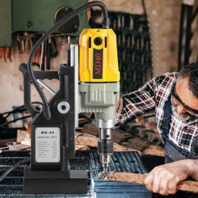 Magnetic Drill, 1100W 1.57' Boring Diameter, 2697lbf,12000N Portable Electric Mag Drill Press With 12 Drilling Bits, 580 RPM Max Speed Drilling M (Option: Yellow)